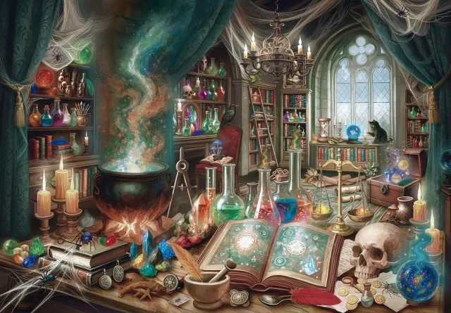 Mosaic Puzzles Where Magic Brews puzzle lemn 500 piese fantasy