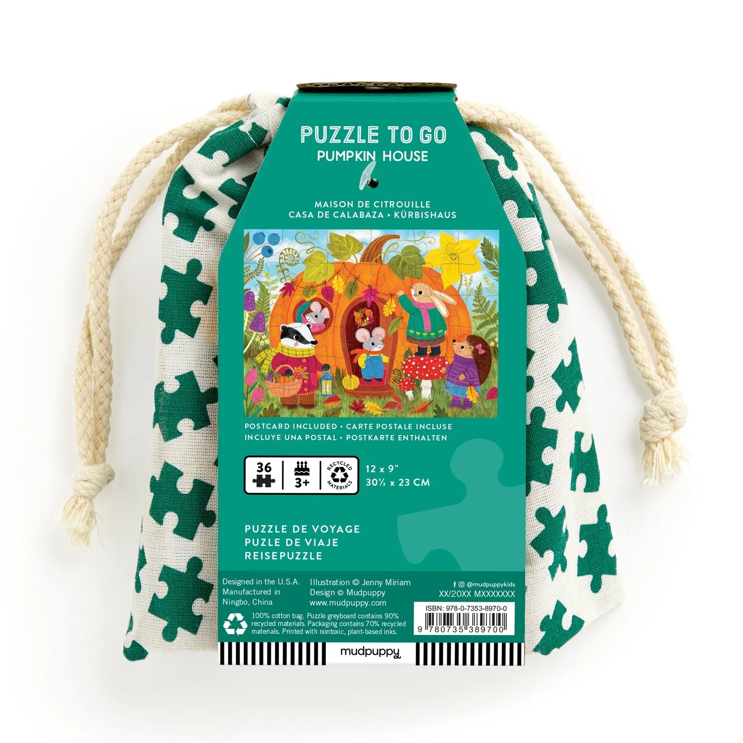 Mudpuppy Pumpkin House puzzle 36 piese cu săculeț