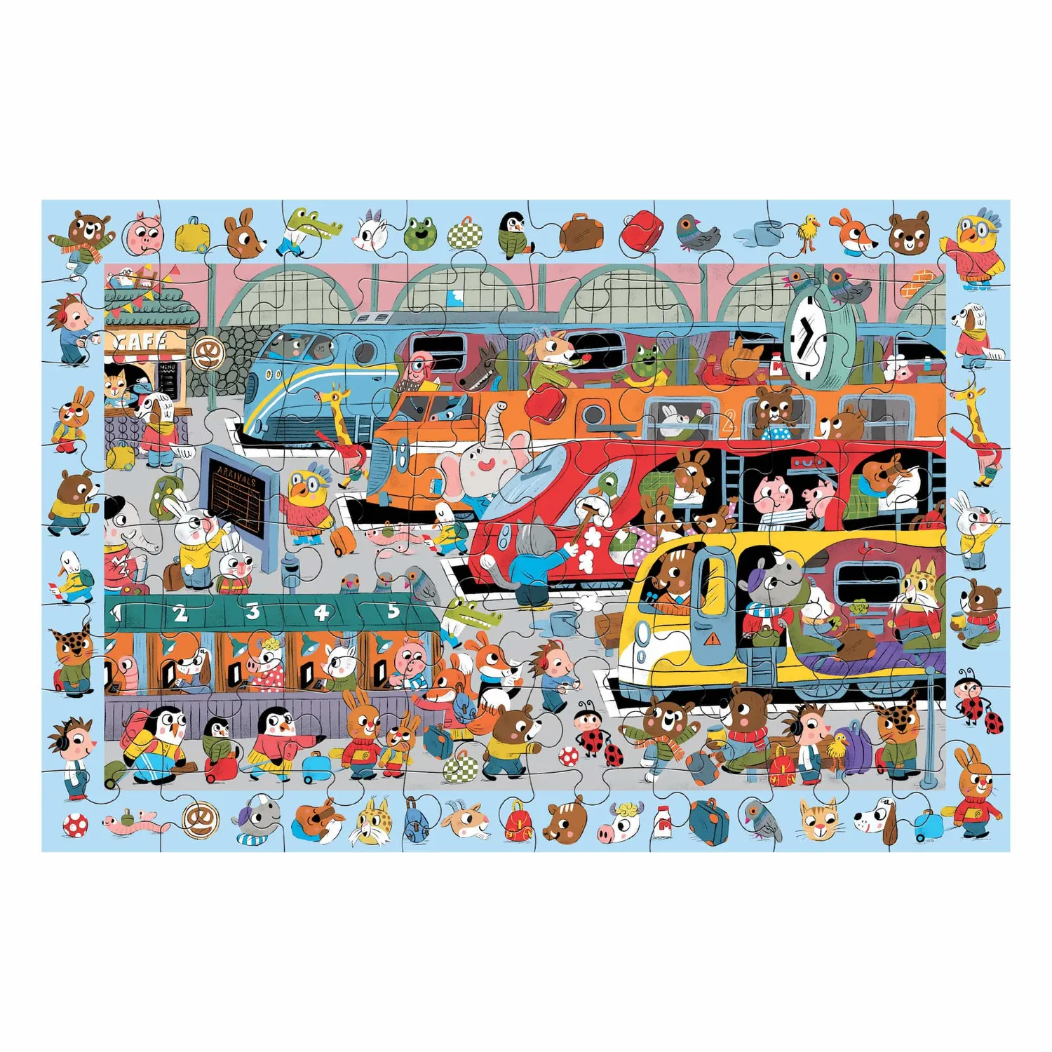 Mudpuppy All Aboard Train Station puzzle 64 piese gara