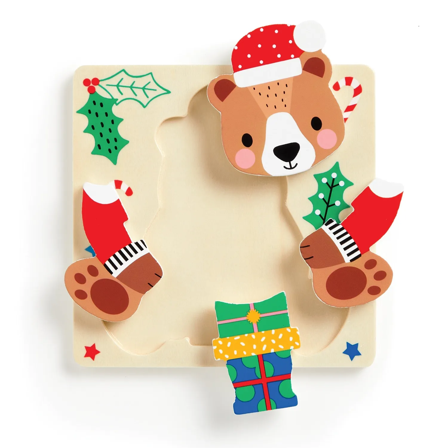 Mudpuppy Festive Friends Set 4 puzzle lemn 12 piese Craciun