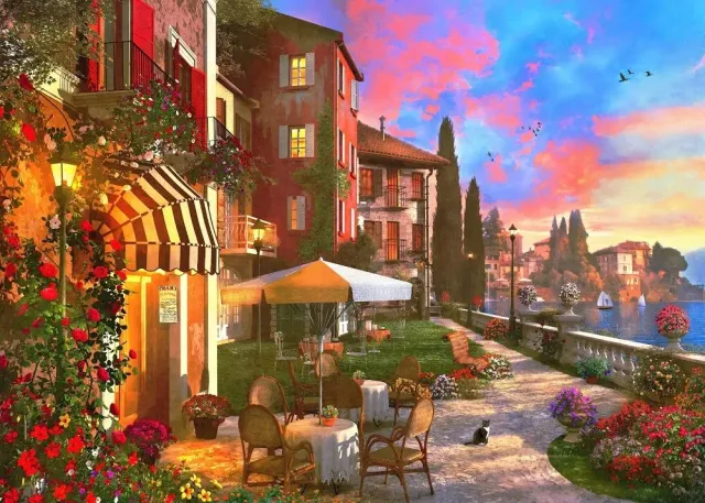 Mosaic Puzzles A Sunset on Lake Como puzzle lemn 500 piese apus