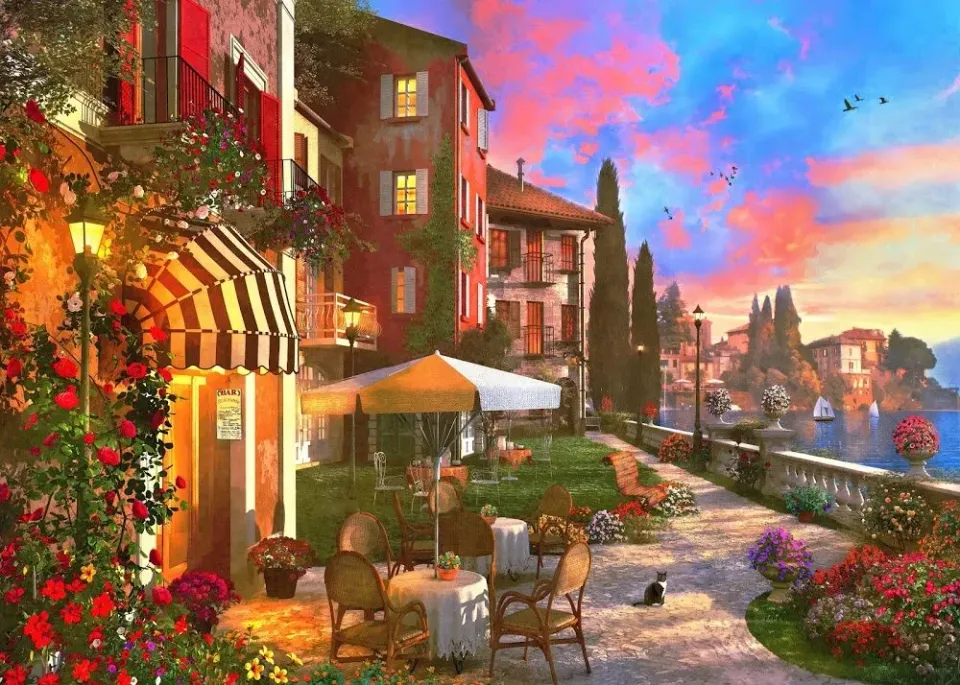 Mosaic Puzzles A Sunset on Lake Como puzzle lemn 500 piese apus