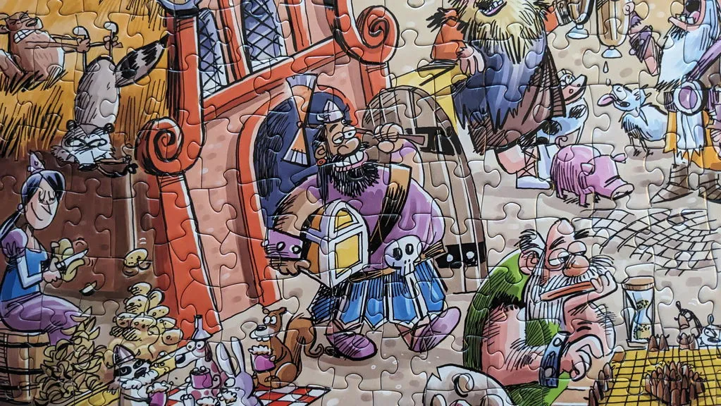 Cobble Hill DoodleTown Viking Village puzzle 1000 piese caricatură