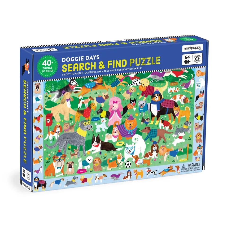 Mudpuppy Doggie Days puzzle căutare 64 piese 4+ ani