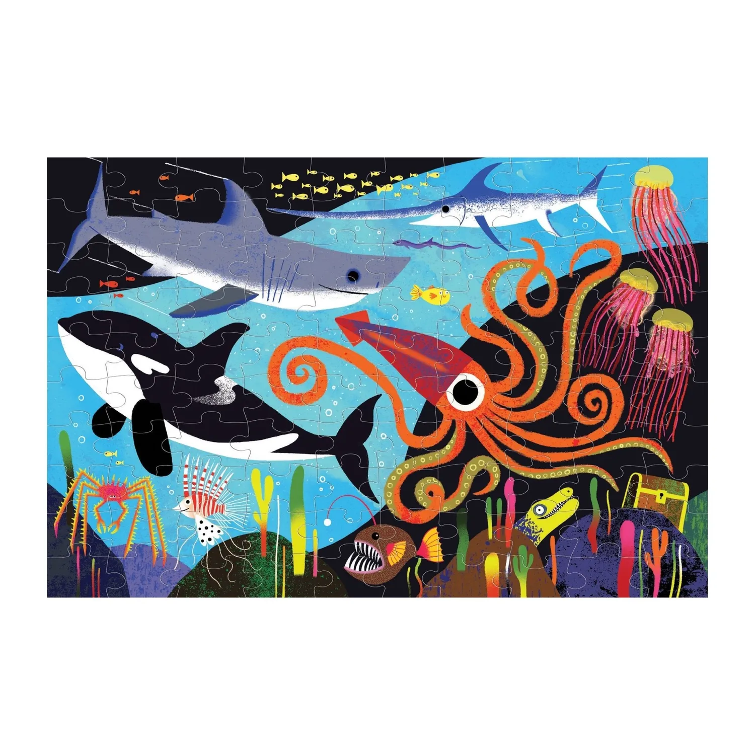 Mudpuppy Ocean Predators puzzle 100 piese glow 5+ ani
