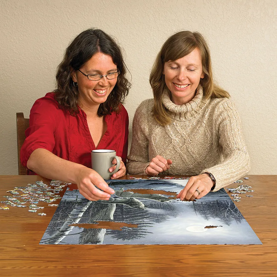 Cobble Hill Wolves by Moonlight puzzle 1000 piese lupi