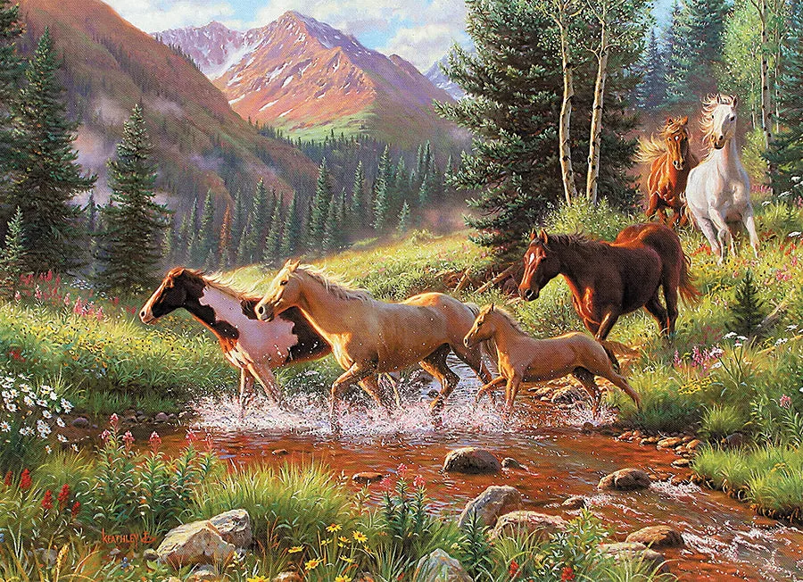Cobble Hill Horse Stream puzzle tavă 35 piese cai