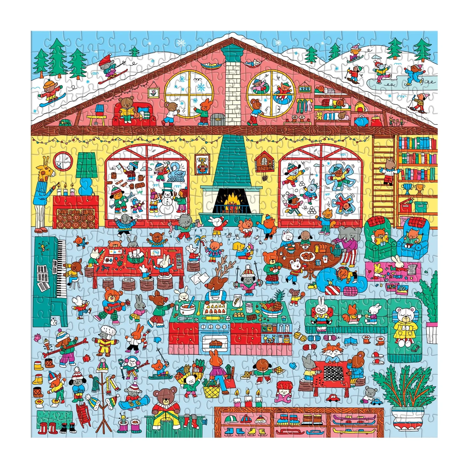 Mudpuppy Winter Chalet 500 puzzle 500 piese cautare iarna