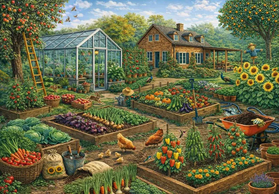 Mosaic Puzzles Homestead Garden puzzle lemn 100 piese gradina