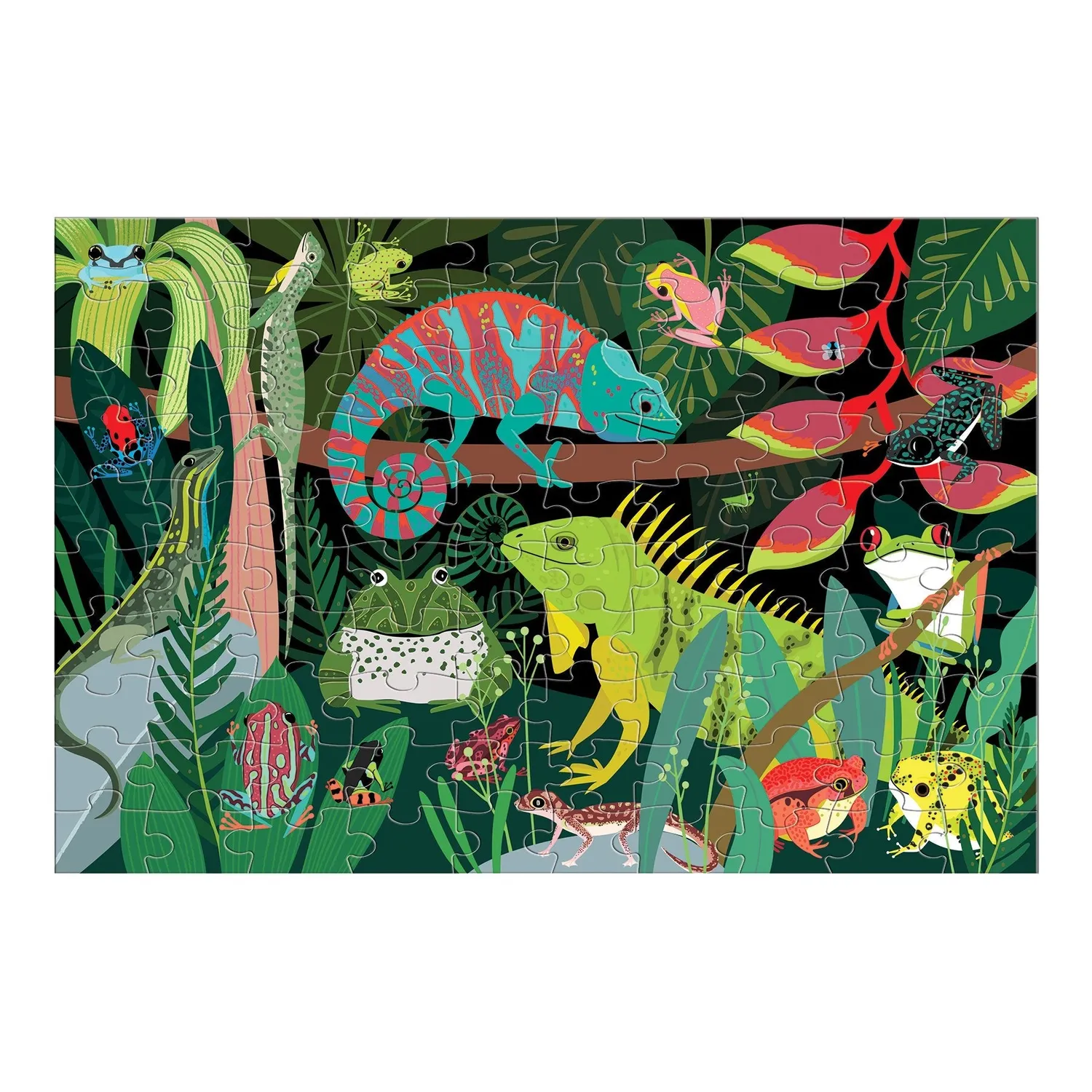 Mudpuppy Frogs & Lizards puzzle 100 piese fosforescent