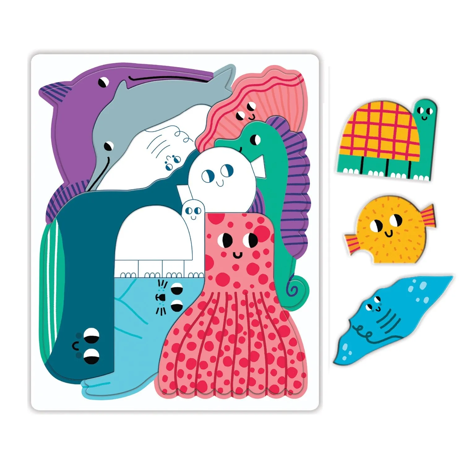 Mudpuppy Ocean puzzle tavita 10 piese animale