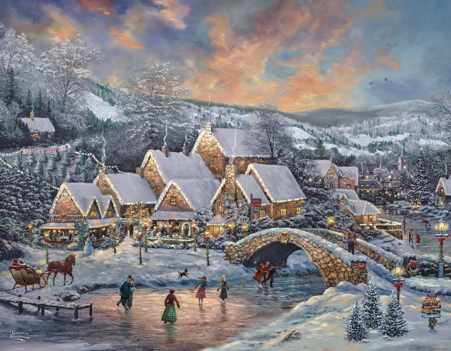 Ceaco Thomas Kinkade Holiday Multipack puzzle 4x500 iarnă