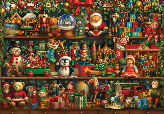 Mosaic Puzzles Shelf of Holiday Wonders puzzle 500 piese craciun