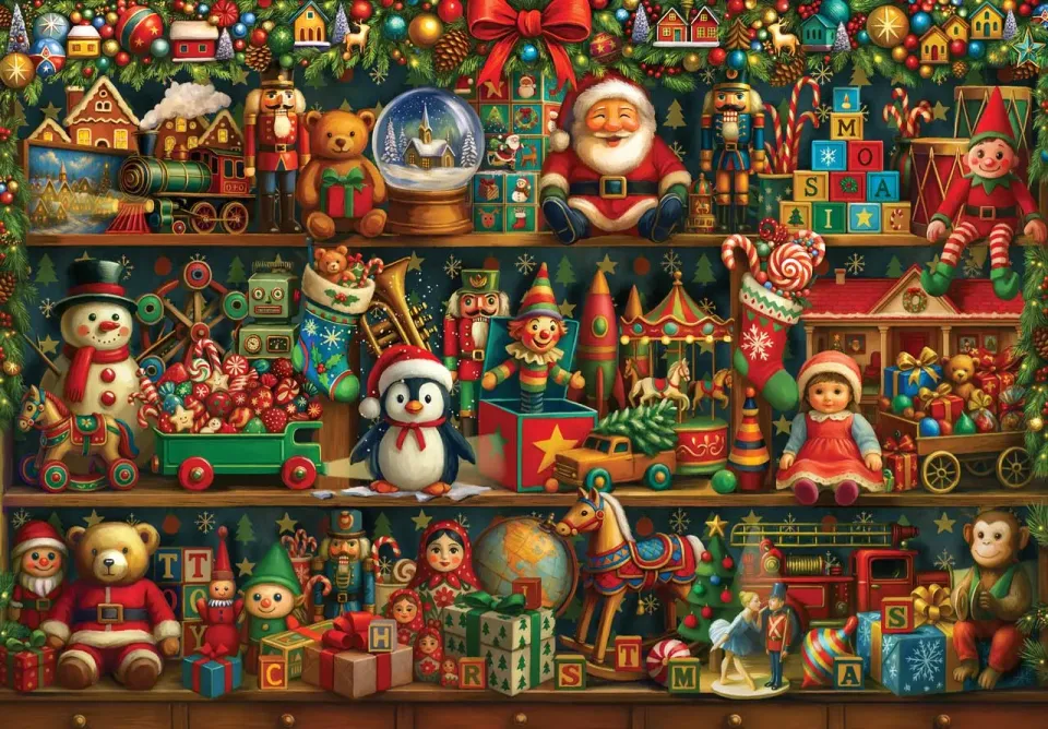 Mosaic Puzzles Shelf of Holiday Wonders puzzle 500 piese craciun
