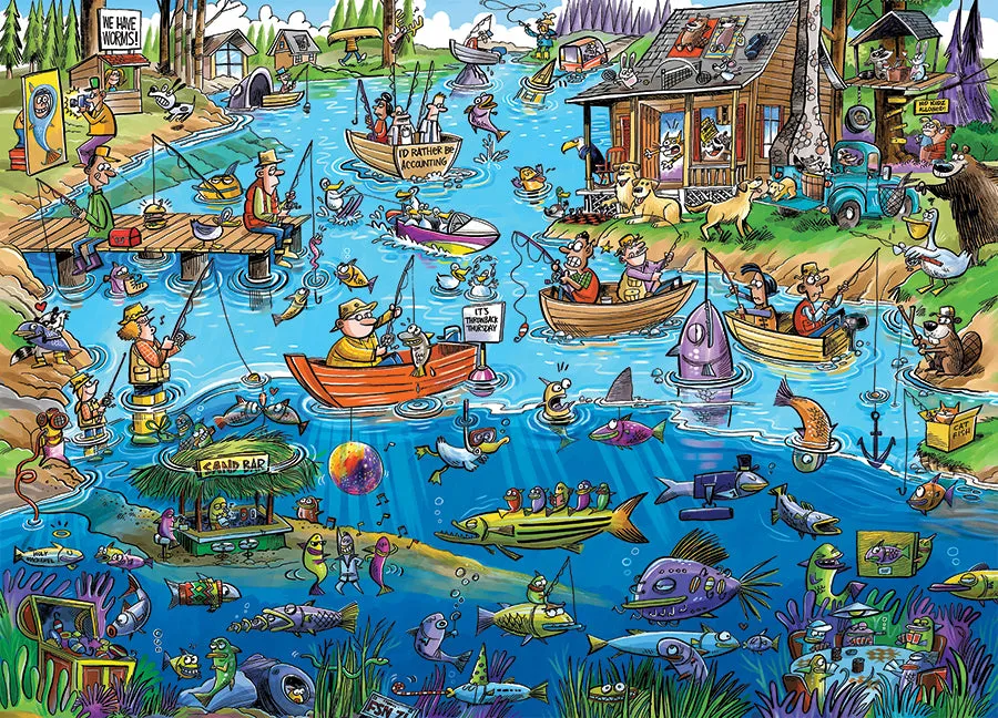 Cobble Hill DoodleTown Gone Fishing puzzle 1000 piese