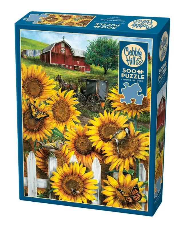Cobble Hill Country Paradise puzzle 500 piese ferma flori