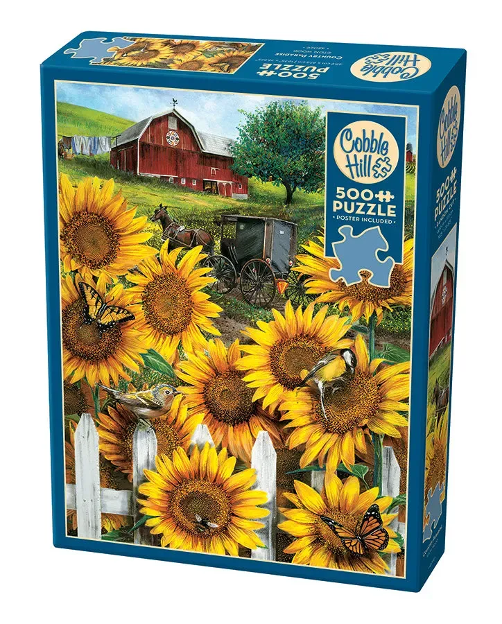 Cobble Hill Country Paradise puzzle 500 piese ferma flori