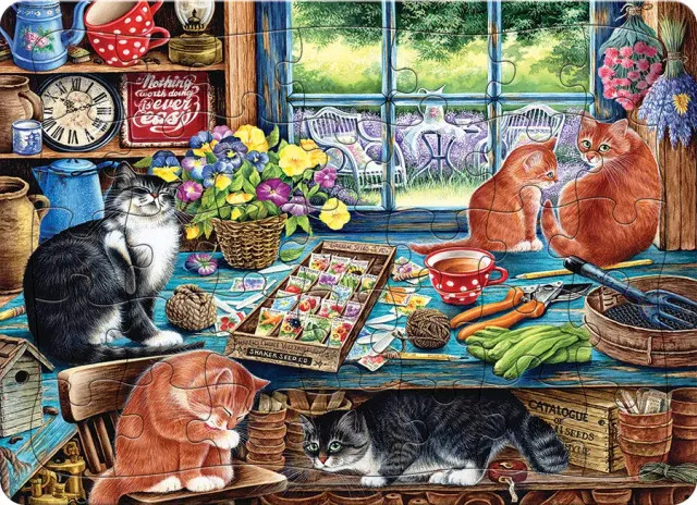 Cobble Hill Garden Shed Cats puzzle 35 piese tava copii