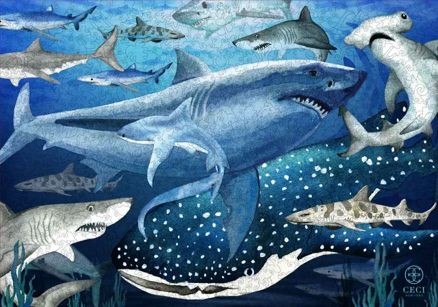 Mosaic Puzzles Sharks puzzle lemn 500 piese ocean