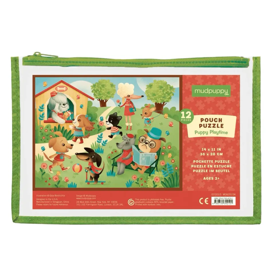 Mudpuppy Pouch Puppy Playtime puzzle 12 piese catei 2-4 ani