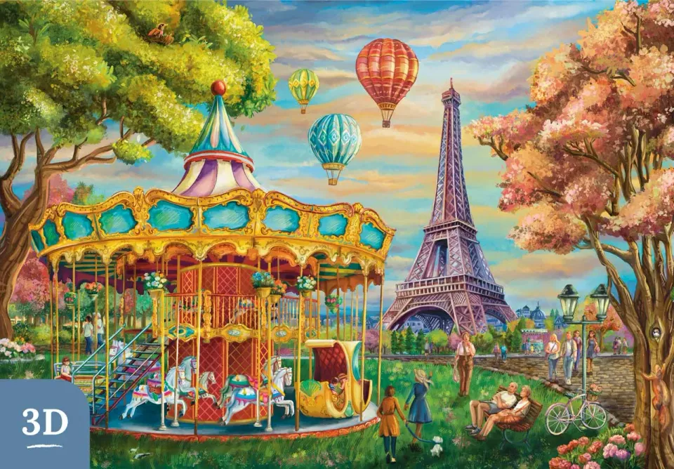 Mosaic Puzzles Carousel Trocadero Paris puzzle 3D 1000 piese
