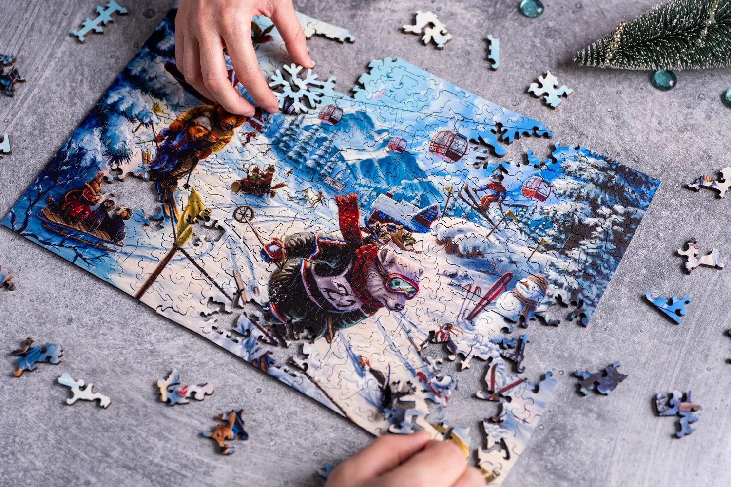 Mosaic Puzzles Bunny Slope Scramble puzzle lemn 250 piese iarna