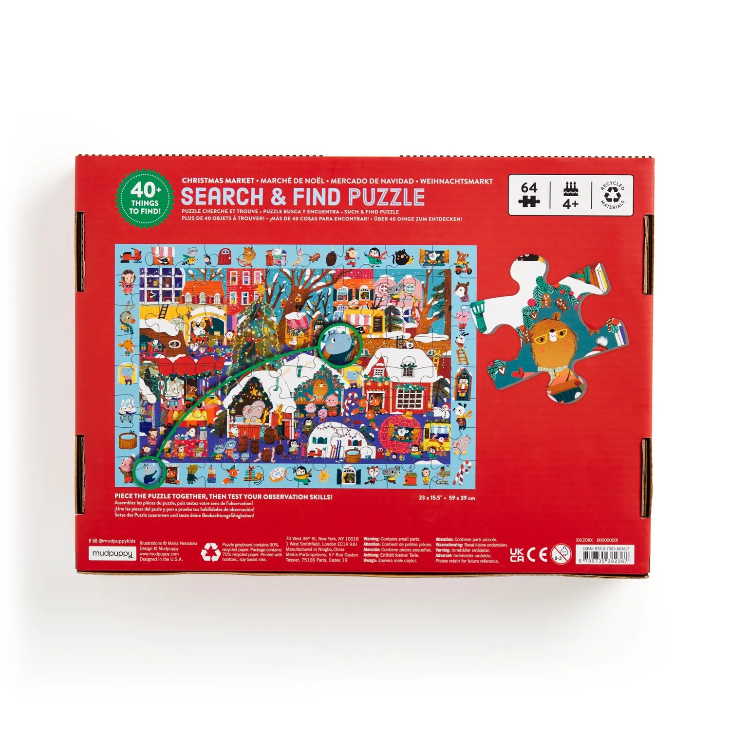 Mudpuppy Christmas Market puzzle 64 piese cautare