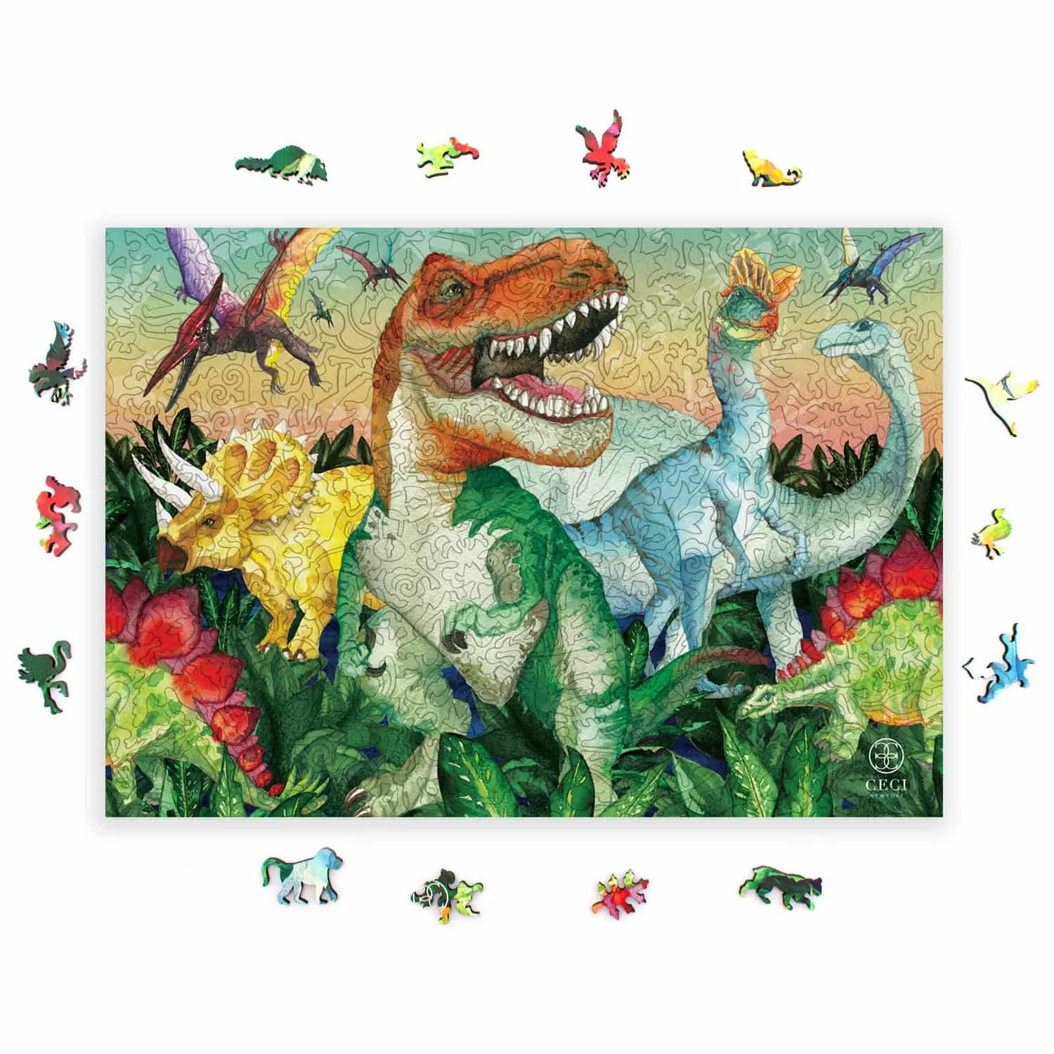 Mosaic Puzzles Dinosaurs by Ceci New York puzzle lemn 500 piese dinozauri