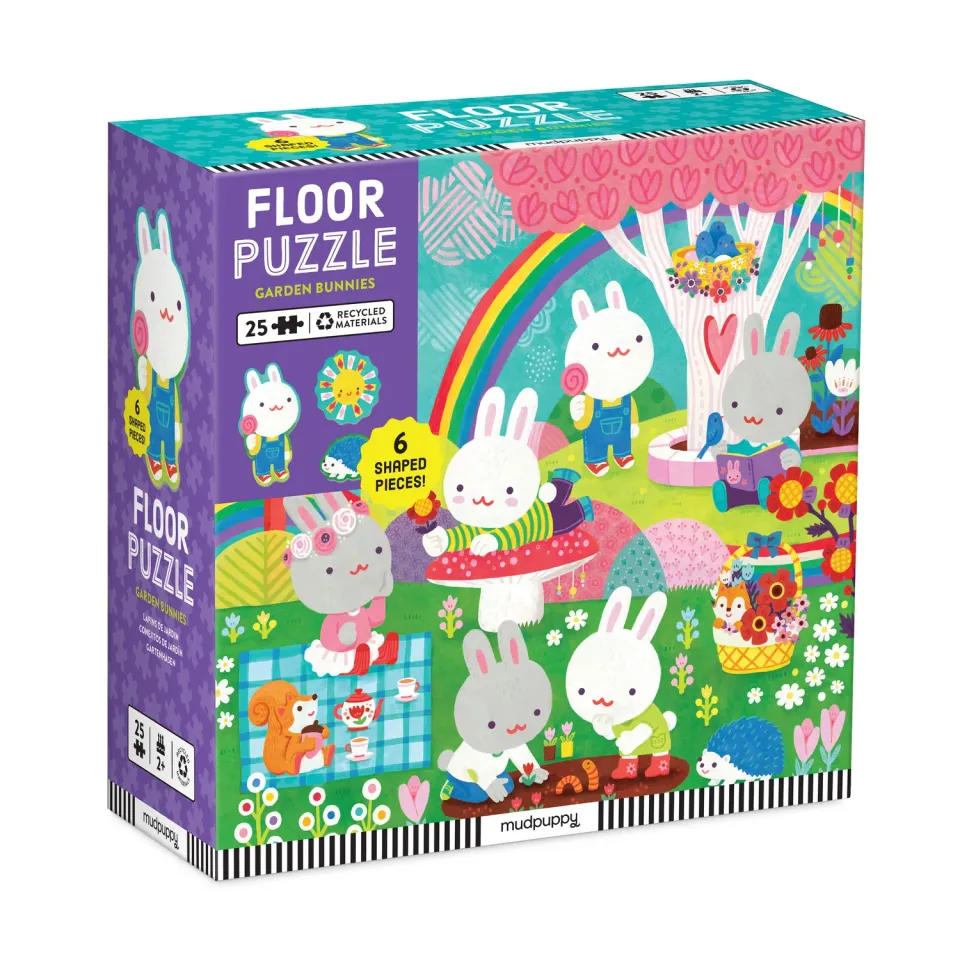 Mudpuppy Garden Bunnies puzzle podea 25 piese iepuri