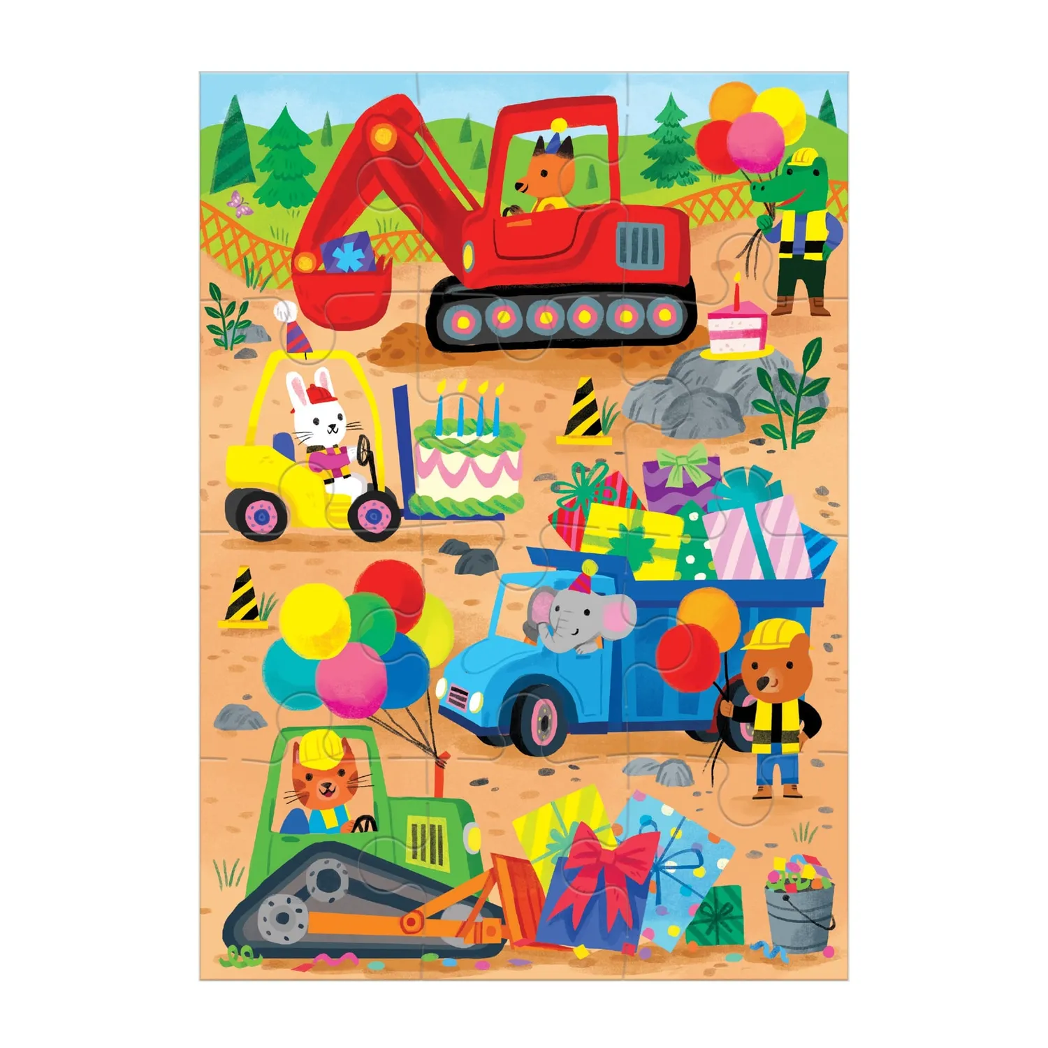 Mudpuppy Construction Site Birthday puzzle felicitare 12 piese