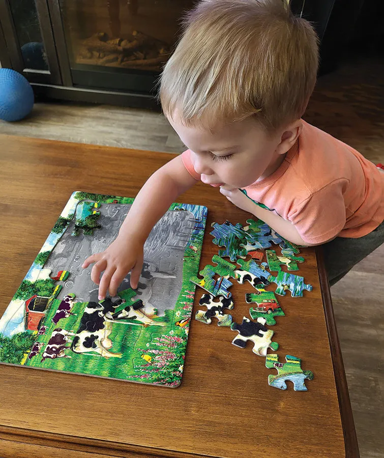 Cobble Hill Cow Stream puzzle tavă 35 piese fermă