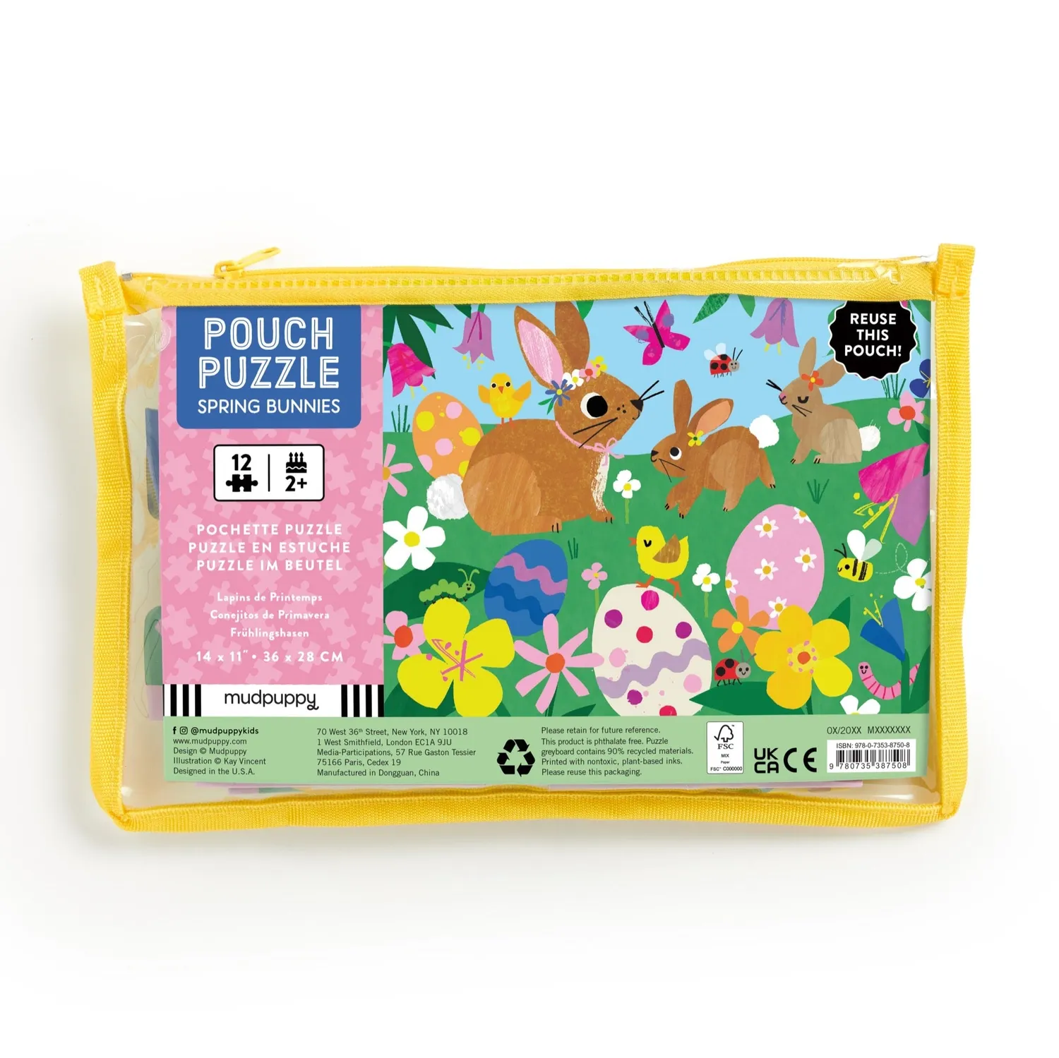 Mudpuppy Spring Bunnies puzzle husă 12 piese 2+ ani