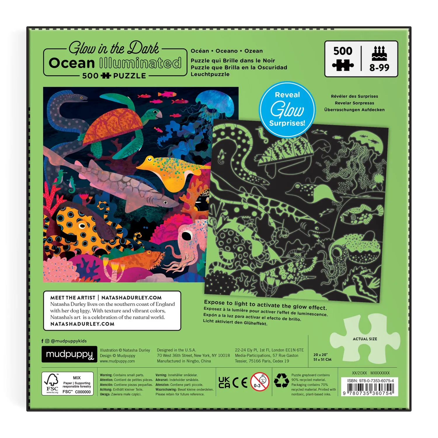 Mudpuppy Ocean Illuminated puzzle 500 piese fosforescent