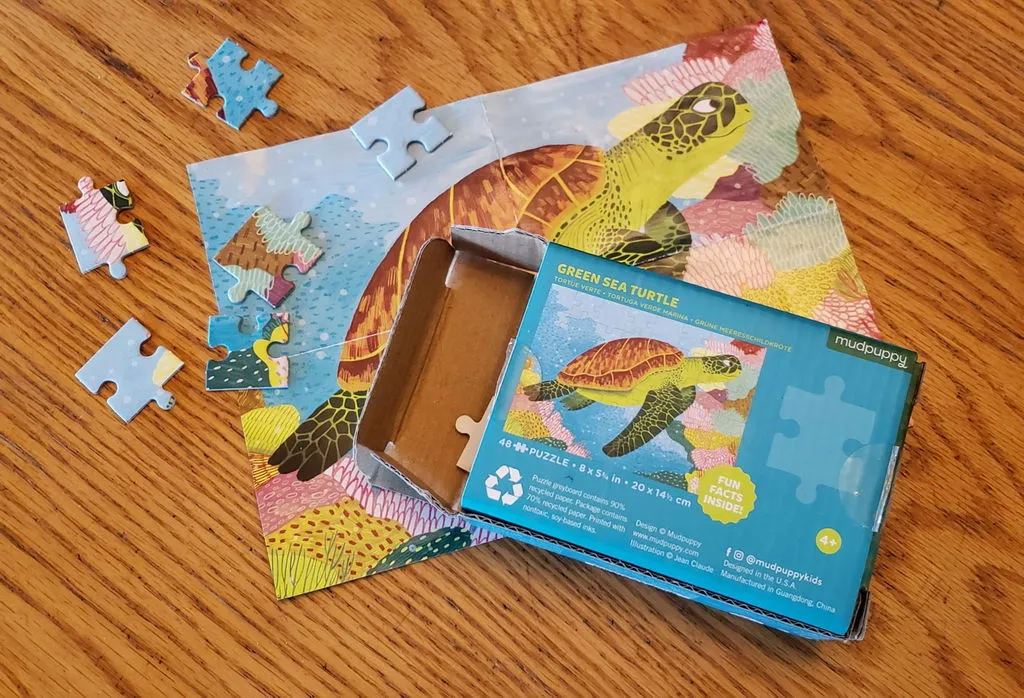 Mudpuppy Green Sea Turtle mini puzzle 48 piese