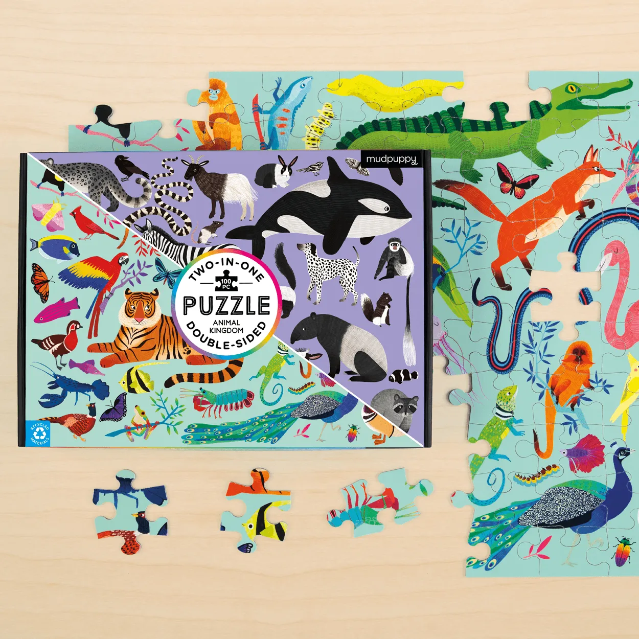 Mudpuppy Animal Kingdom puzzle 100 piese dublu color