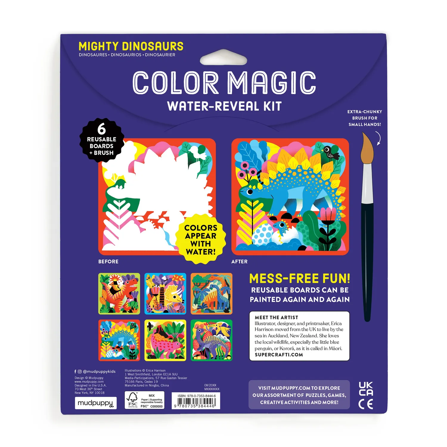 Mudpuppy Mighty Dinosaurs Color Magic kit pictură cu apă dinozauri