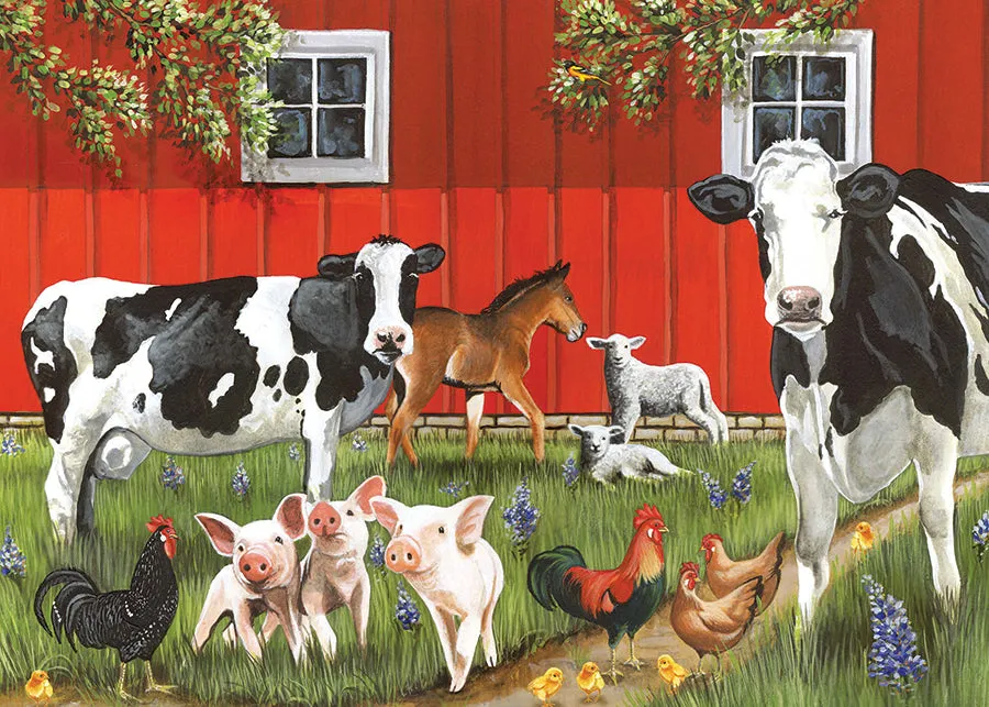 Cobble Hill Red Barn Farm puzzle tavă 35 piese fermă