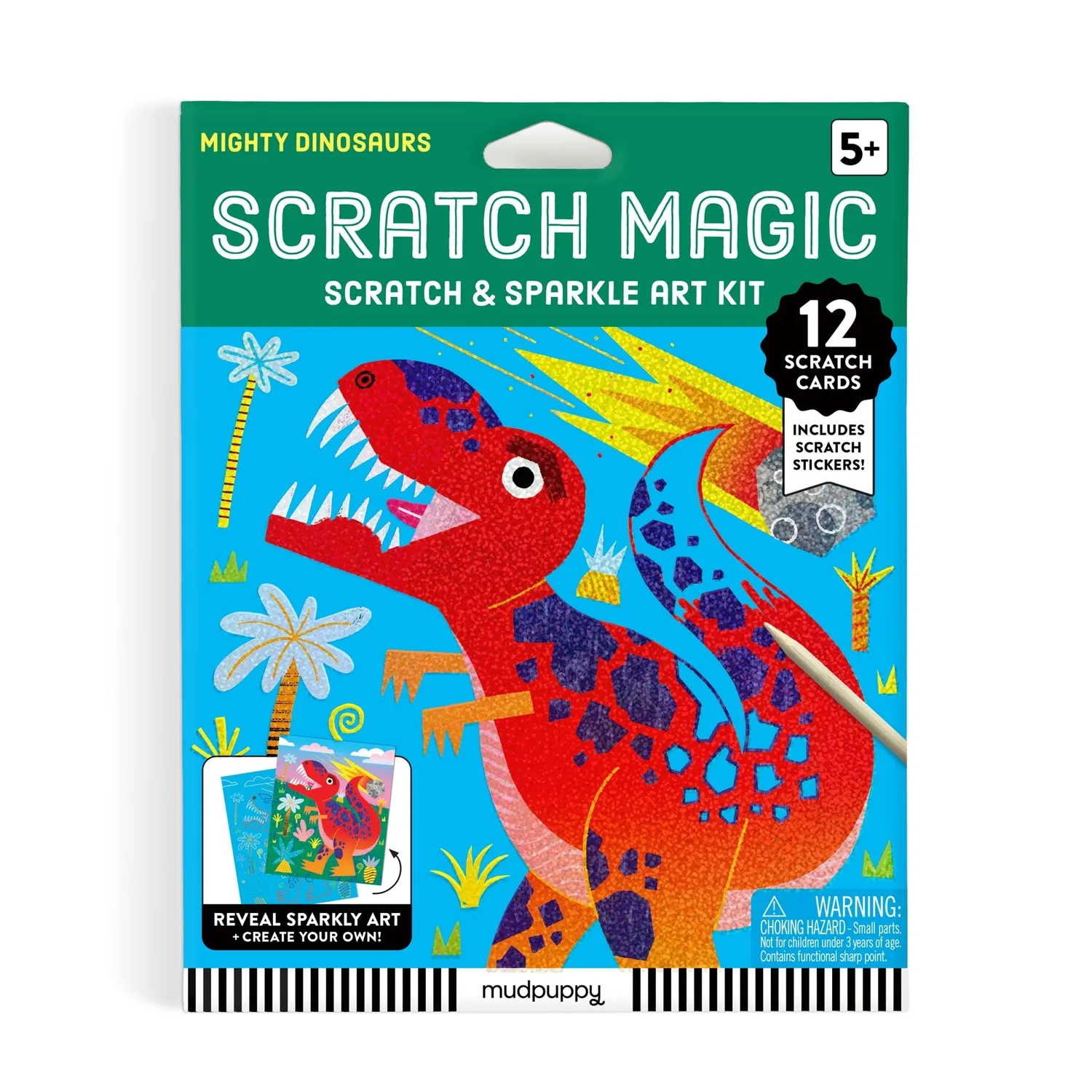 Mudpuppy Mighty Dinosaurs Scratch Magic kit razuibil dinozauri