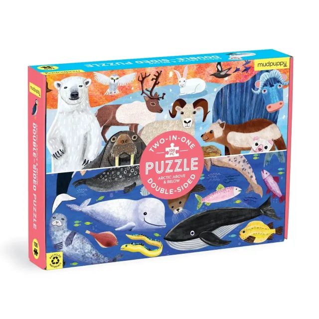 Mudpuppy Arctic Above & Below puzzle 100 piese dublu