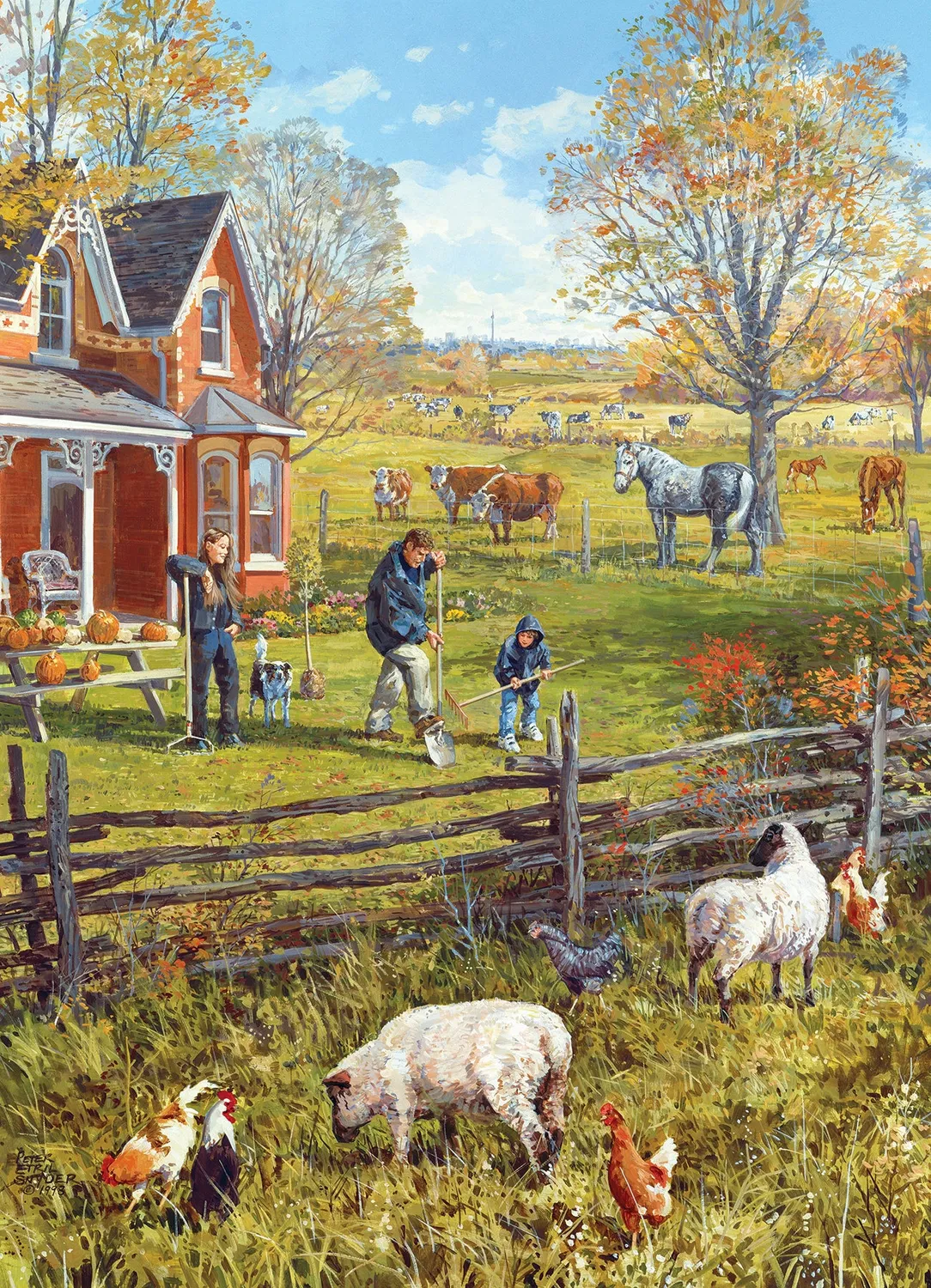 Cobble Hill Young Family Farm puzzle 500 piese toamna