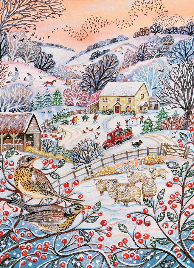 Cobble Hill Hilltop Farm puzzle 1000 piese iarnă