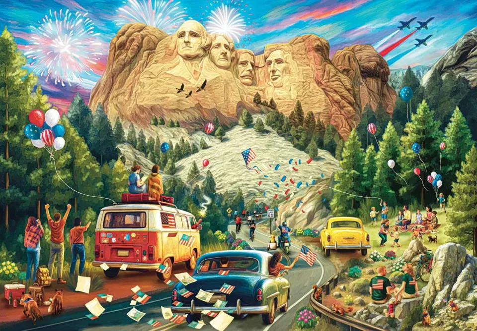 Mosaic Puzzles Rushmore on the Fourth puzzle lemn 500 piese SUA