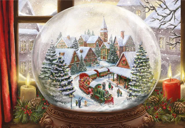 Mosaic Puzzles Wintry Town puzzle lemn 500 piese Crăciun