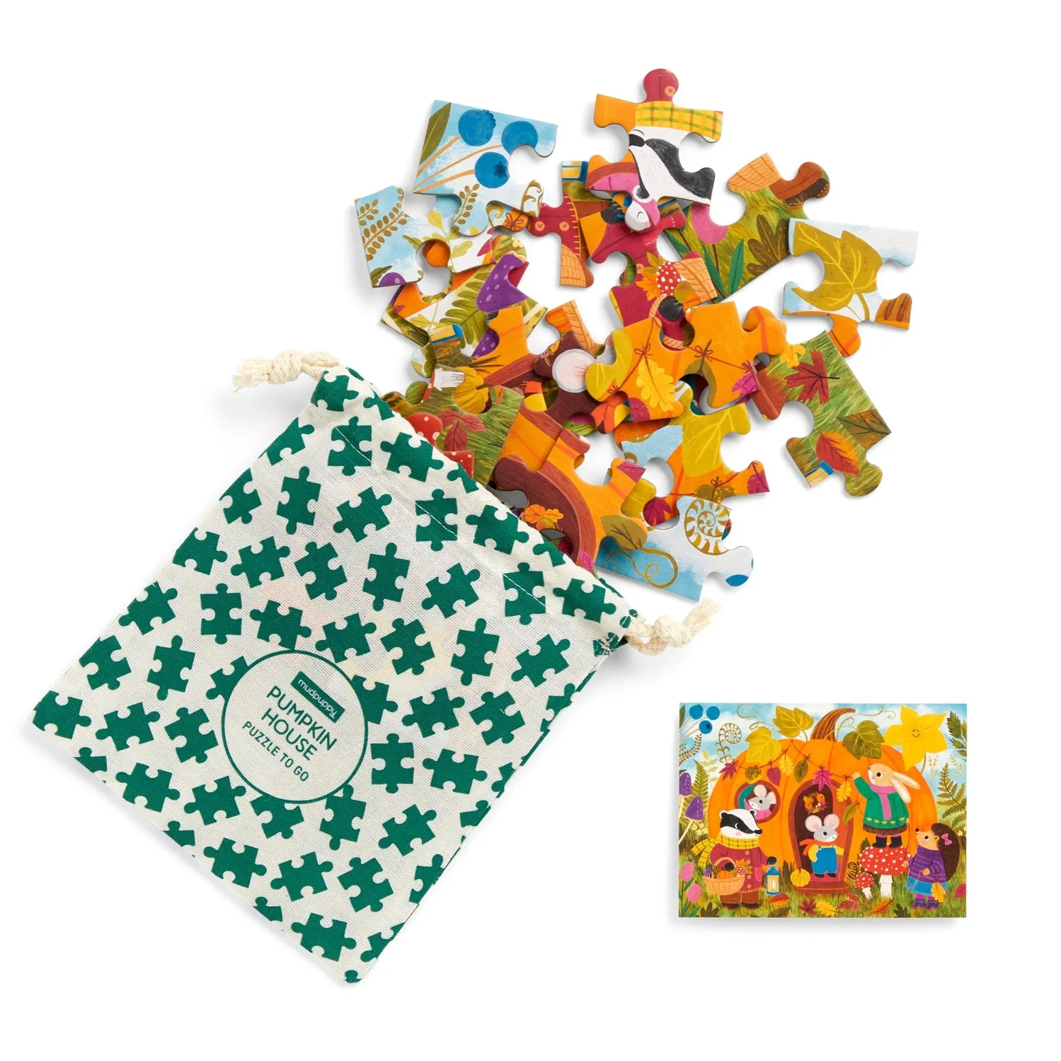 Mudpuppy Pumpkin House puzzle 36 piese cu săculeț