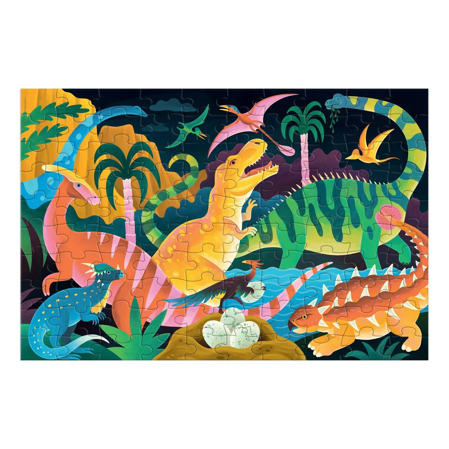 Mudpuppy Dinosaur Park puzzle fosforescent 100 piese