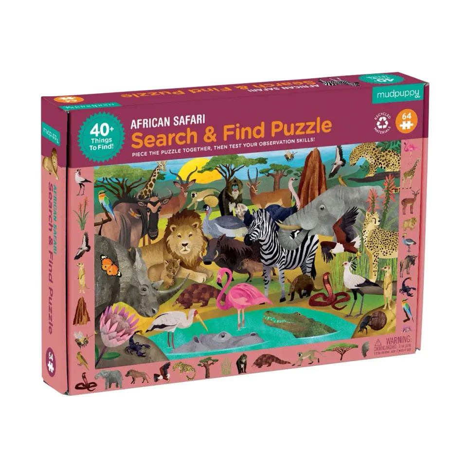Mudpuppy African Safari Search Find puzzle 64 piese animale