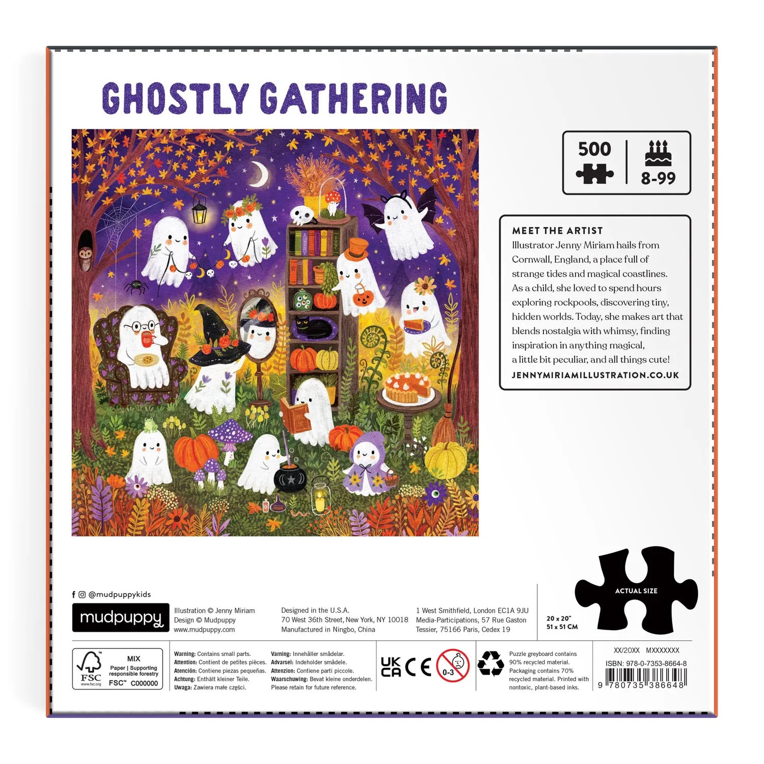 Mudpuppy Ghostly Gathering puzzle 500 piese familie Halloween