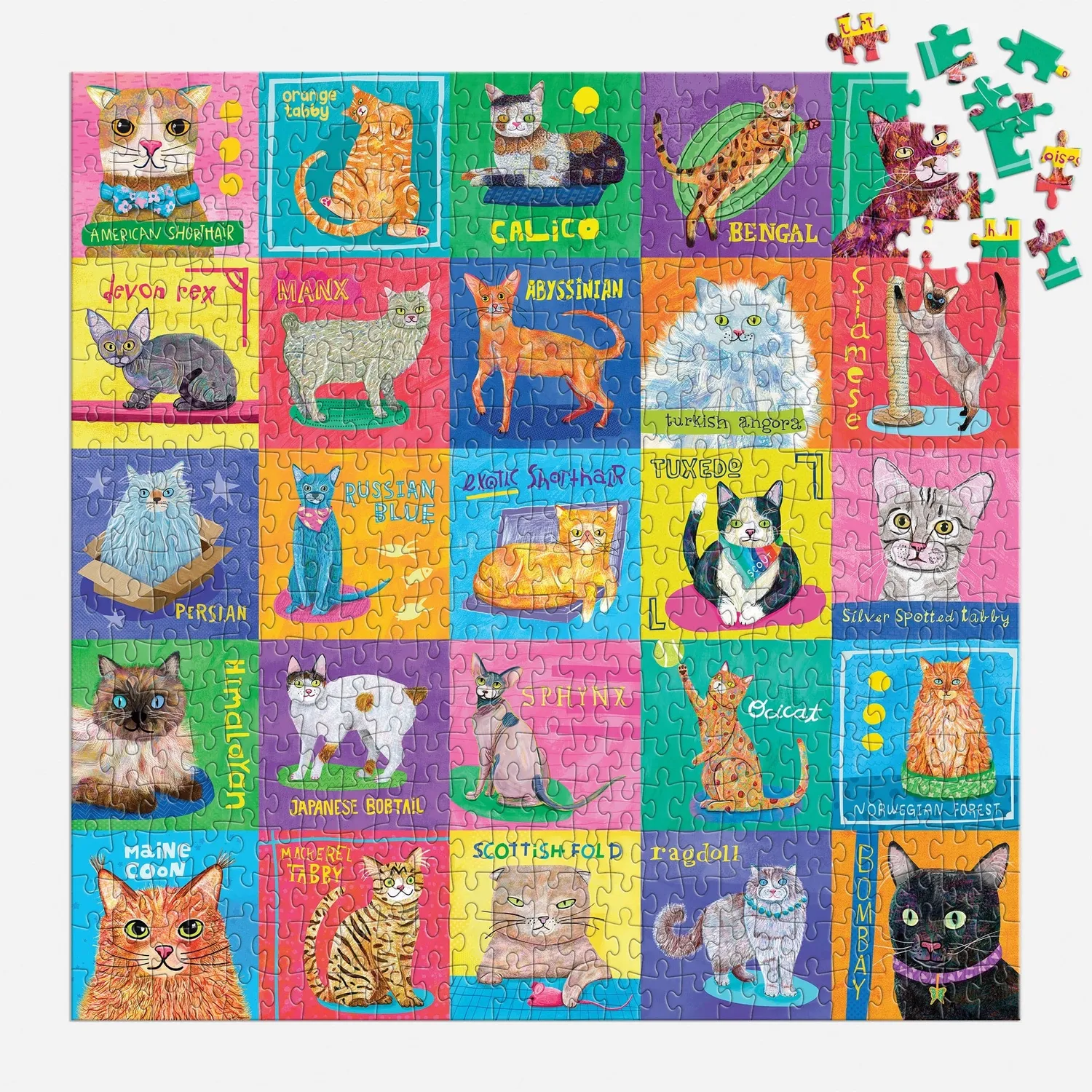 Mudpuppy Purr-fect Portraits 500 puzzle familie cu pisici