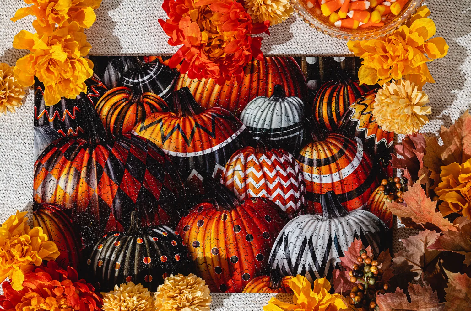 Mosaic Puzzles Patterned Pumpkins puzzle lemn 50 piese halloween