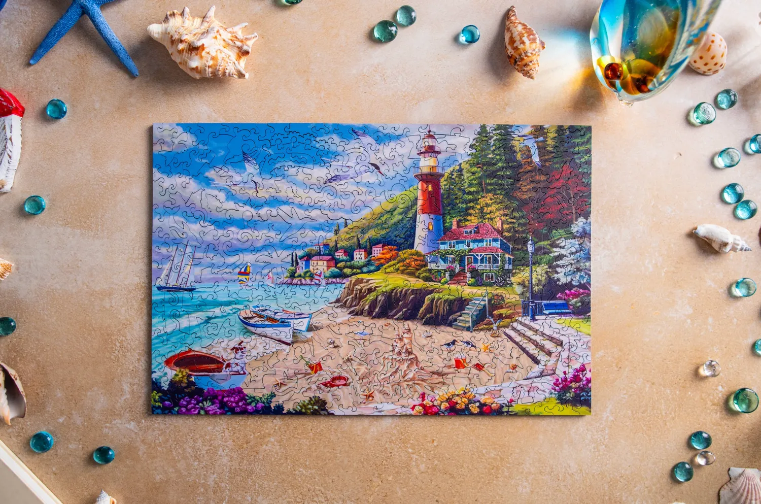 Mosaic Puzzles Coastal Getaway puzzle lemn 100 piese far
